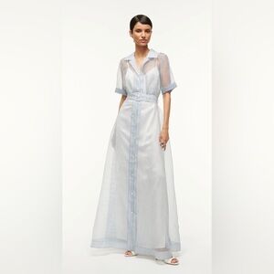 NWT STAUD Millie Dress Pink Plaid Sheer Maxi Bohemian Lagenlook Beachy Womens S